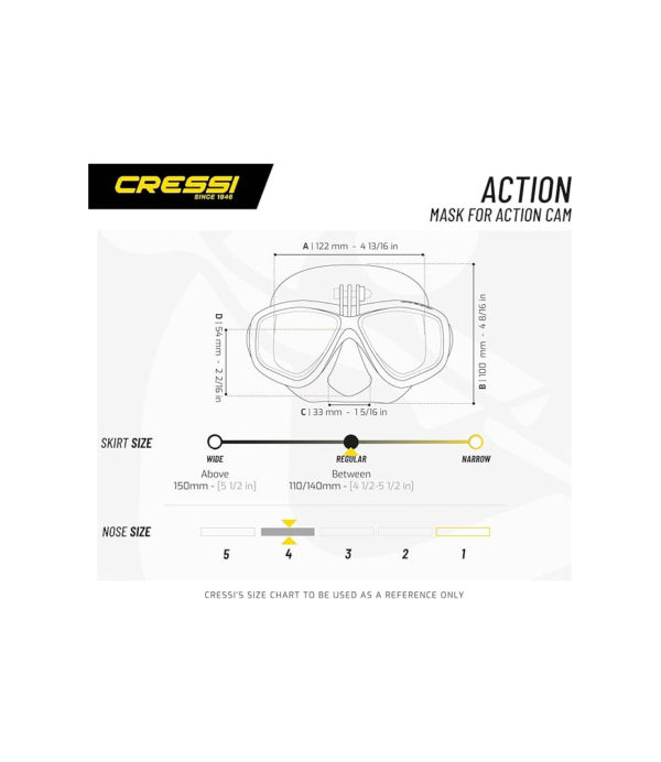 Cressi-Metis-Action-Maße-der-Apnoe-Maske-GoPro