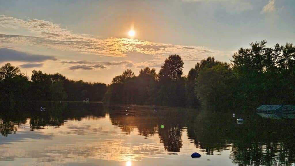 Der Sundhäuser See in Nordhausen Sonnenuntergang über Nordhusia